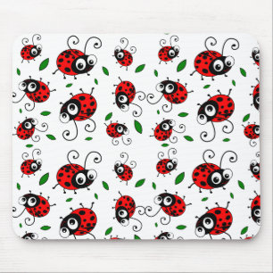 Cartoon ladybugs pattern mouse mat