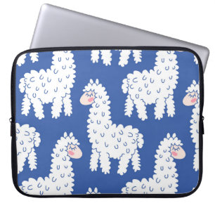 Cartoon lama alpaca, vintage pattern laptop sleeve