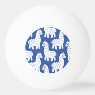 Cartoon lama alpaca, vintage pattern ping pong ball