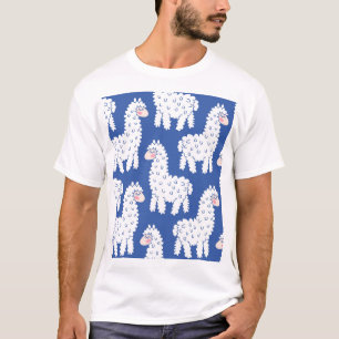 Cartoon lama alpaca, vintage pattern T-Shirt