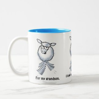 Cartoon lamb. For my grandson. I love you. Two-Tone Coffee Mug