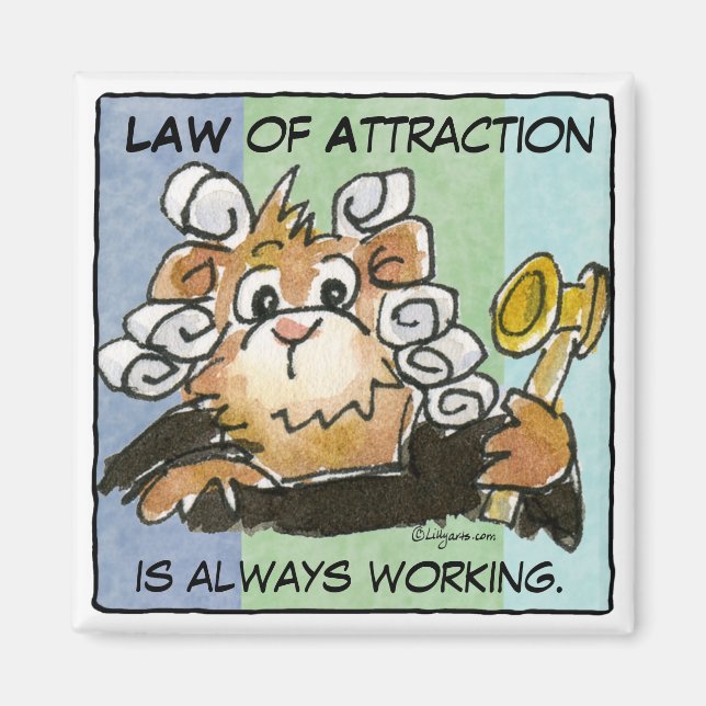 Cartoon Law of Attraction Hamster Judge Magnet (Front)