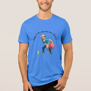 Cartoon Lawn Bowler With A Heavy Lawn Bowl, Tri-Blend Shirt