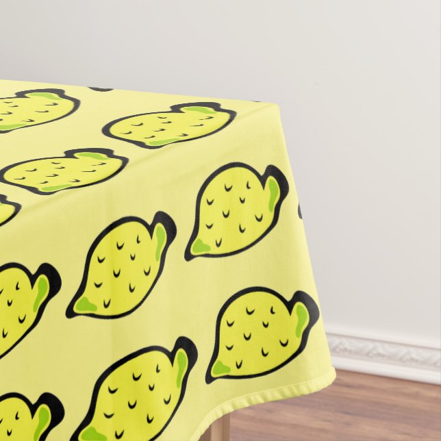 Cartoon Lemons Bright Yellow Tablecloth (In Situ)