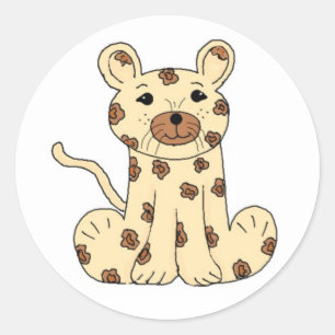 Cartoon Leopard Classic Round Sticker
