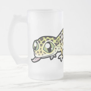 Cartoon Leopard Gecko Frosted Glass Beer Mug