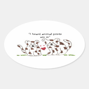 Cartoon Leopards with Cute Saying Oval Sticker