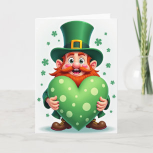 Cartoon Leprechaun Heart Card