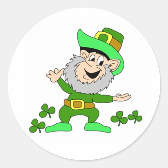 Cartoon Leprechaun Sticker (Front)