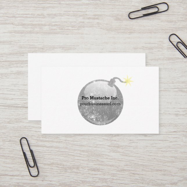 Cartoon Letterpress Style Bomb Business Card (Front/Back In Situ)