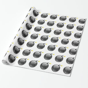 Cartoon Letterpress Style Bomb Wrapping Paper