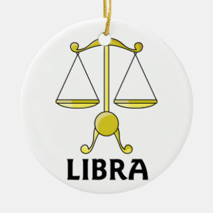 Cartoon Libra Scales Ceramic Tree Decoration