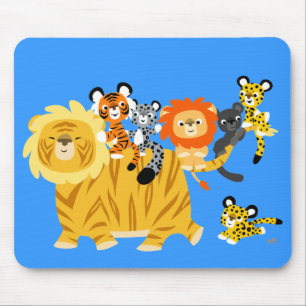Cartoon Liger and Friends mousepad