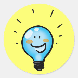 Cartoon light bulb character classic round sticker