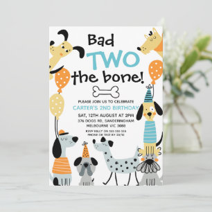 Cartoon Like Bad Two The Bone Dogs 2nd Birthday  Invitation