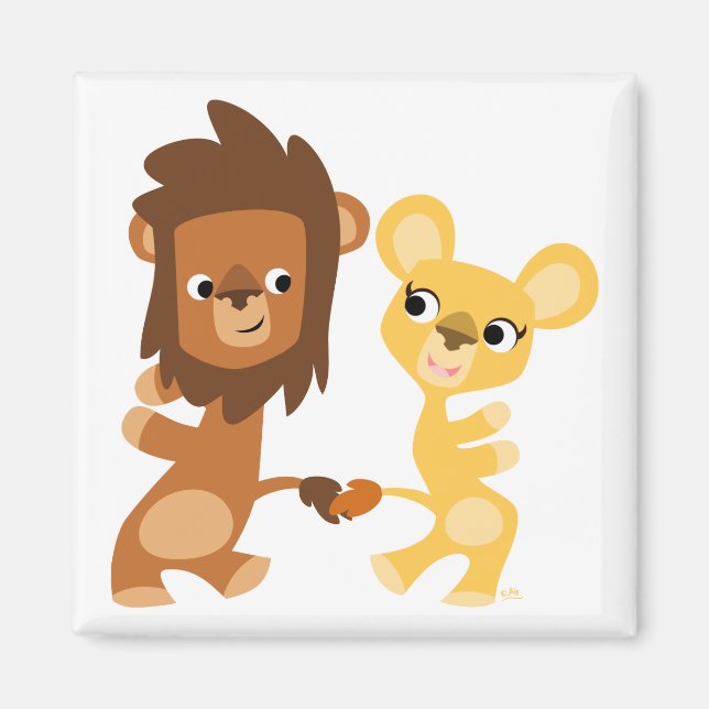 Cartoon Lion and Lioness  dancing magnet (Front)