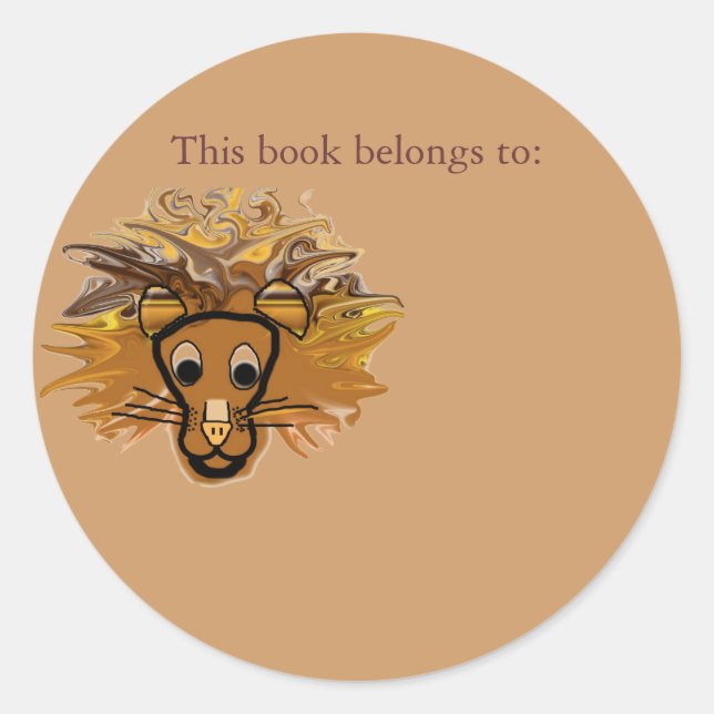 Cartoon Lion Classic Round Sticker (Front)