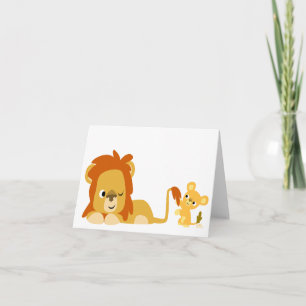 Cartoon Lion Dad and Cub notecard