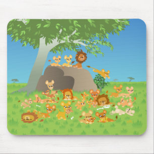 Cartoon Lion Family mousepad