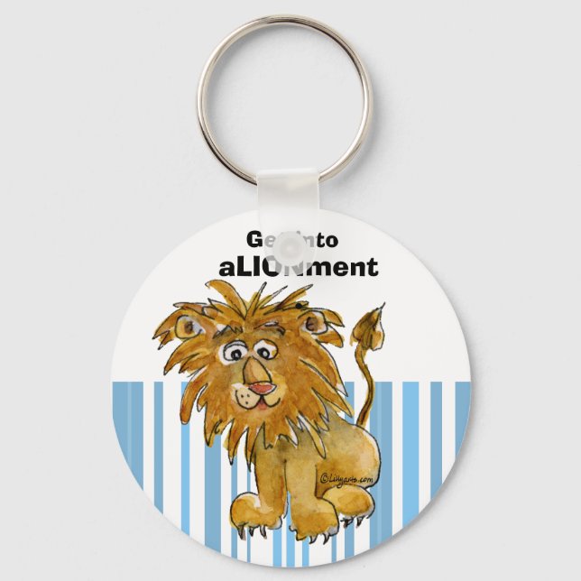 Cartoon Lion Get into Alignment Keychain (Front)