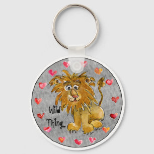 Cartoon Lion Hearts Colour/Text Custom Keychains