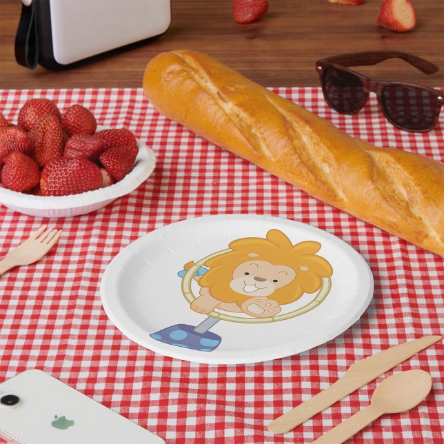Cartoon Lion Jumping Through Ring Paper Plate (Creator Uploaded)