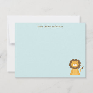 Cartoon Lion Personalised Thank You Note Cards