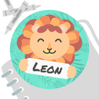 Cartoon Lion with Name Tag - green