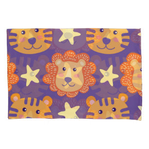Cartoon Lions & Tigers: Vintage Pillowcase