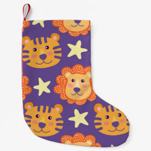 Cartoon Lions & Tigers: Vintage Small Christmas Stocking