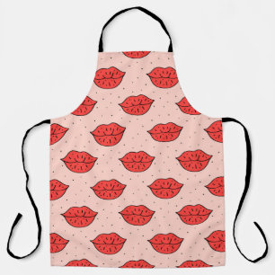 Cartoon lips: feminist doodle pattern. apron
