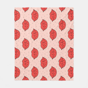 Cartoon lips: feminist doodle pattern. fleece blanket