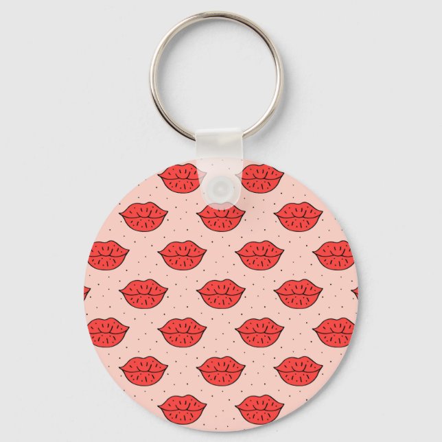 Cartoon lips: feminist doodle pattern. key ring (Front)
