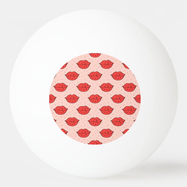 Cartoon lips: feminist doodle pattern. ping pong ball (Front)