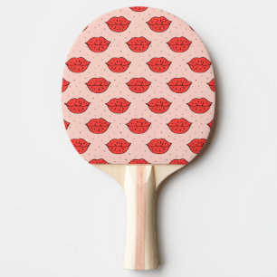 Cartoon lips: feminist doodle pattern. ping pong paddle