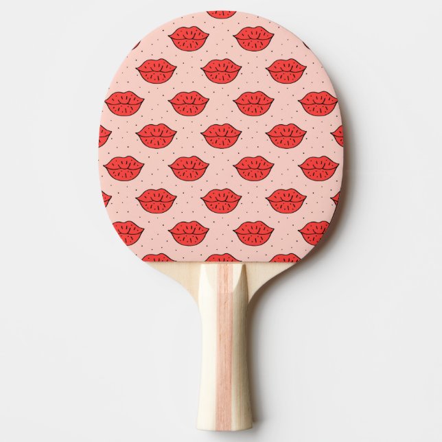 Cartoon lips: feminist doodle pattern. ping pong paddle (Front)