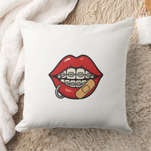 Cartoon Lips Sticker with Braces & Piercing Cushion
