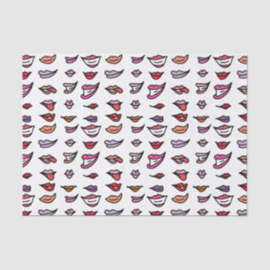 Cartoon Lipstick Smiles Fun Pattern Tissue Paper