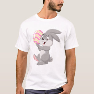 Cartoon Little Bunny Holding Easter Egg Bunnies Ea T-Shirt