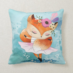 Cartoon Little Fox   Lovely Fox Floral Gift Cushion
