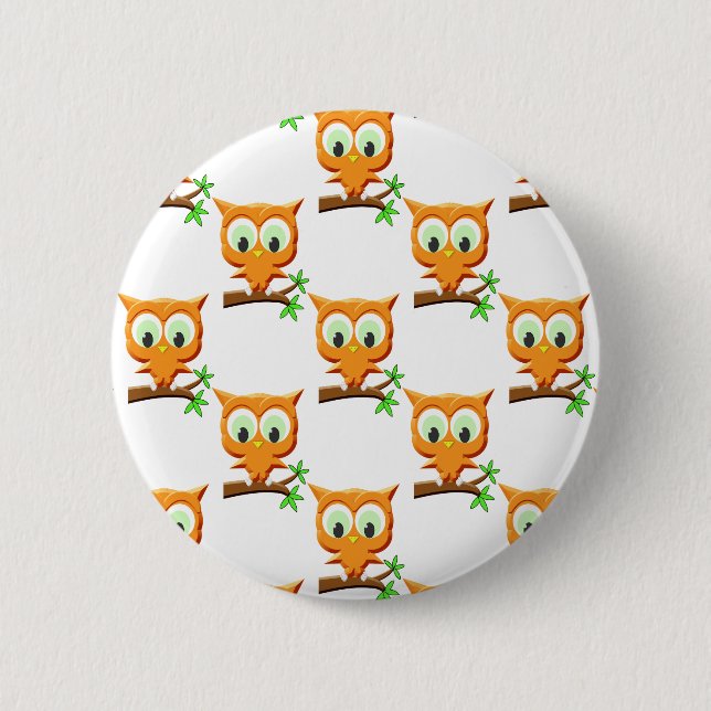 Cartoon Little Owl On Branch Pattern 6 Cm Round Badge (Front)
