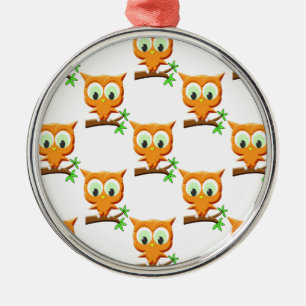 Cartoon Little Owl On Branch Pattern Metal Tree Decoration