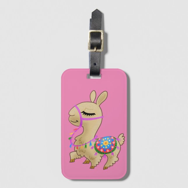 Cartoon llama luggage tag (Front Vertical)