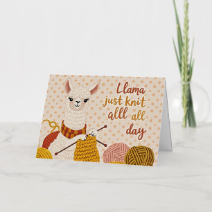 Cartoon llama wearing a knit scarf foil greeting card