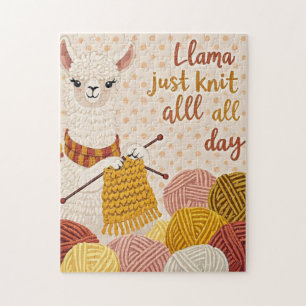 Cartoon llama wearing a knit scarf jigsaw puzzle