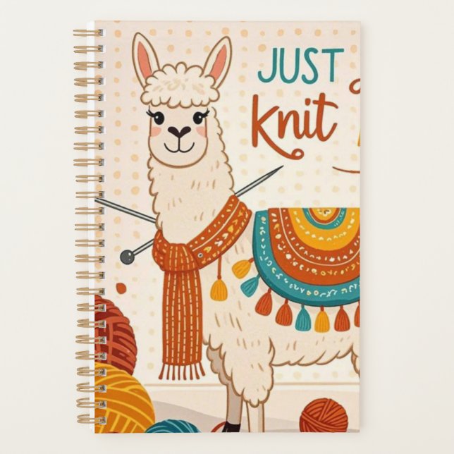 Cartoon llama wearing a knit scarf  planner (Front)