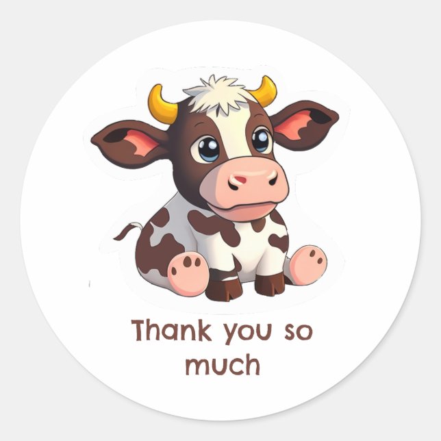 Cartoon Lola cow sticker for thanks. (Front)