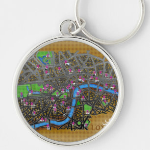 Cartoon London map Key Ring
