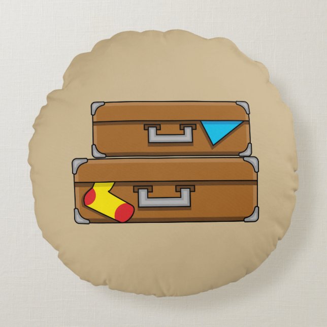 Cartoon Luggage Round Cushion (Front)