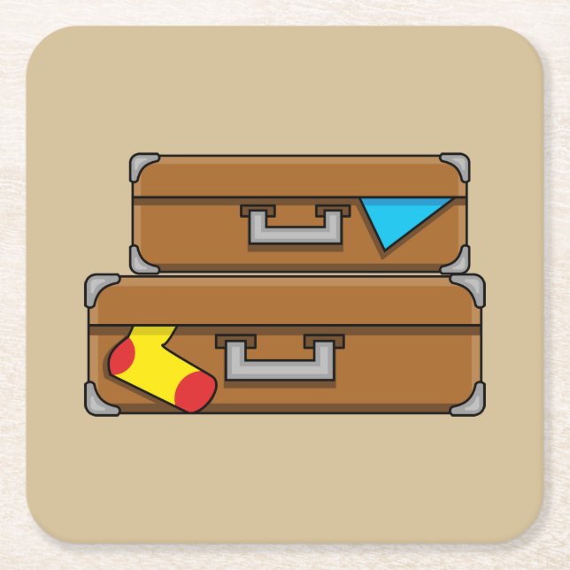 Cartoon Luggage Square Paper Coaster (Front)
